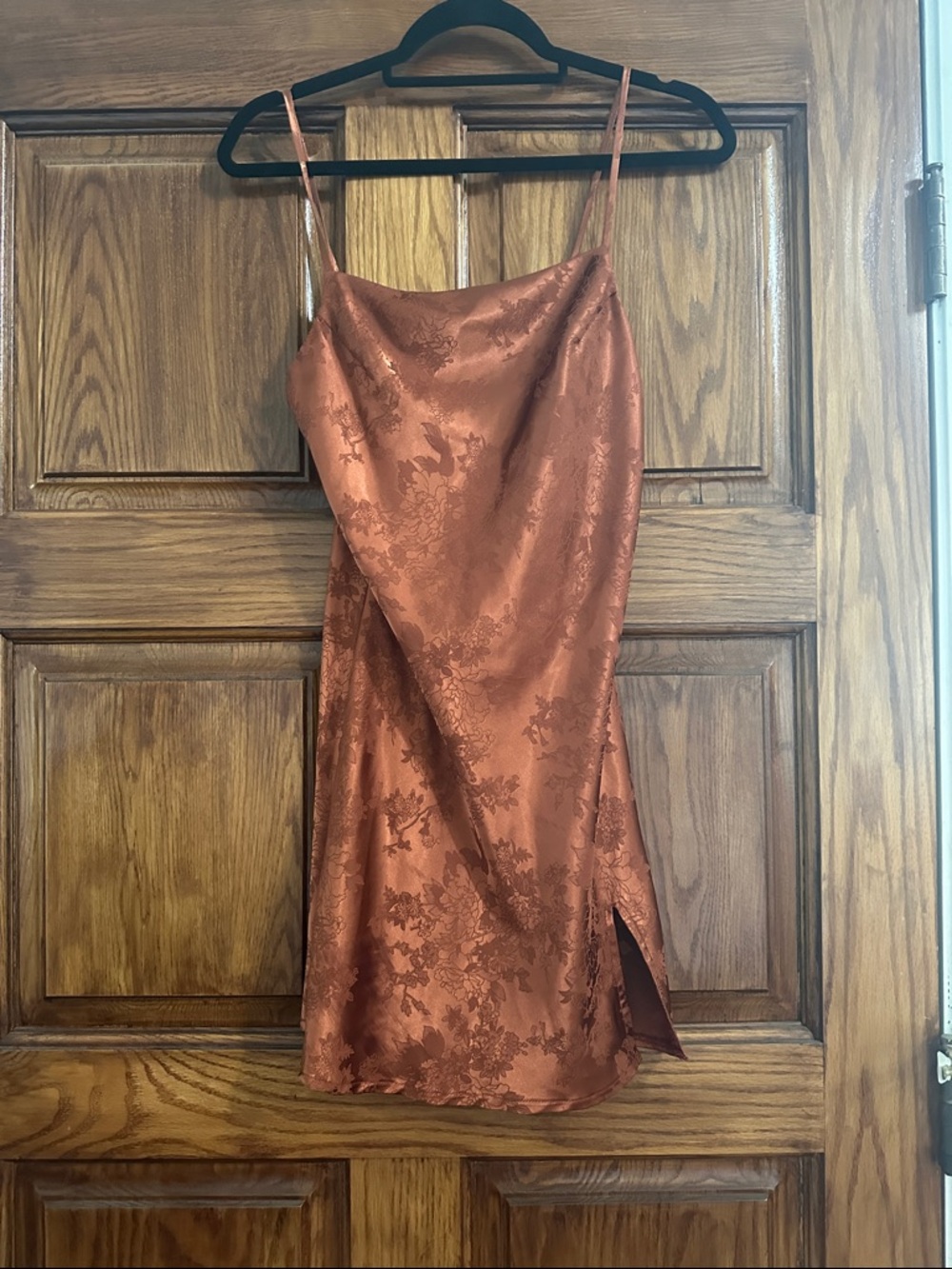 Princess Polly Rust Floral Jacquard Slip Mini Dress